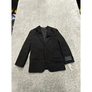 Dockers Boys Black Pinstripe Suit Jacket Blazer Size 6 Regular S4687U-HT-I NWT